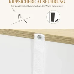 Rootz skænkeskab - Stor opbevaringsarrangør - Konsoltabel - Rigelig opbevaring - 105 x 30 x 81,5 cm - Moderne hvid - Brun finish