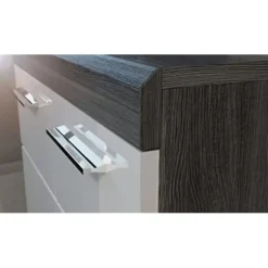 Rootz skænkespejder - træmateriale - hvid højglans dybt trukket front - røg sølvimitation - 165 cm x 85 cm x 37 cm - FSC certificeret