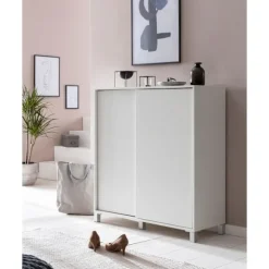 Rootz skoskab træ hvid 100x108x37,5 cm hylde høj - Design skohylde Stort 20 par sko Skohylde entre - Skoopbevaringsplads sparer - Skoopbevaringsrum mø | Fyndiq