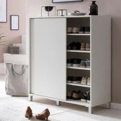 Rootz skoskab træ hvid 100x108x37,5 cm hylde høj - Design skohylde Stort 20 par sko Skohylde entre - Skoopbevaringsplads sparer - Skoopbevaringsrum mø | Fyndiq