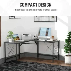 Rootz Skrivebord - Kontorbord - Spillebord - L Shape Skrivebord - Sort - 150 x 150 x 76 cm