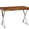 Rootz skrivebord 120x55x78 cm massivt sheesham træ - metal krom - Design kontorbord med skuffe - HomeOffice laptop bord computer bord med opbevaringsp | Fyndiq