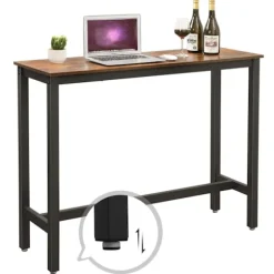 Rootz Skriveborde - Barbord - Robust metalstel - Industrielt design - vintage brun - sort (120 x 40 x 100 cm)