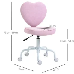 Rootz Skrivebordsstol - Stol drejelig - Stol Computer - Stol - Stolesæde - Pink - 40 x 50 x 79-89 cm
