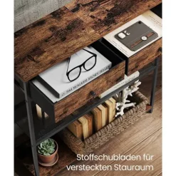 Rootz smalt konsolbord - Skænk - Entrébord - Rigelig opbevaring - Brun & Sort - 24 x 76 x 80 cm