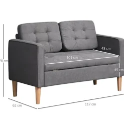 Rootz Sofa - 2-personers - Dobbelt sovesofa - Grå - 111 x 62 x 78 cm