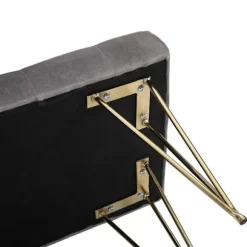 Rootz Sofa - Spisestue Sofa - Polstret Sofa - Fløjl - Metal - Grå - Guld - 116 x 44,5 x 49 cm