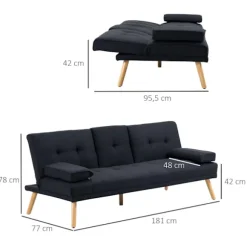 Rootz Sofa Bed - Guest Bed - Justerbar ryglæn - Max Comfort - Foldningstabel - 181x77x78 cm - Grå
