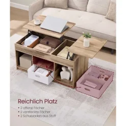Rootz Sofabord - Accentbord - Stuebord - Rigelig opbevaring - 2 skuffer - Brun -Hvid - 50 x 100 x 48 cm