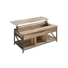 Rootz sofabord - cocktailbord - stuebord - Skjult og åben opbevaring - Træforbytte og stål - Brun, sort - 60 x 120 x (48-62) cm