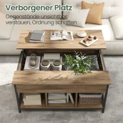 Rootz Sofabord - Højde -justerbar bord - Træspanel - Stål - Kamelbrun sort - 60 x 100 x (48-62) cm
