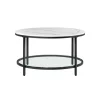 Rootz Sofabord - Hvidt marmorlook - Sort stel - Spånplade - Stål - Hærdet glas - 80cm x 44,5cm - Maks. 20 kg statisk belastning