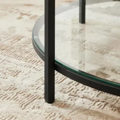 Rootz Sofabord - Hvidt marmorlook - Sort stel - Spånplade - Stål - Hærdet glas - 80cm x 44,5cm - Maks. 20 kg statisk belastning