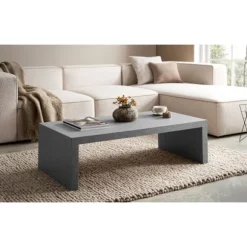 Rootz Sofabord - Moderne betonudseende - Subtil U -form - Beskyttelse af skridsikre - 110 cm x 55 cm x 35 cm