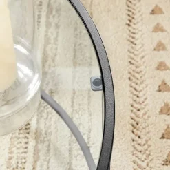 Rootz Sofabord - Rundt Sofabord - Cirkulært Sofabord - Glasplade Sofabord - Industrielt Sofabord - Designer Sofabord - Stål - Hærdet glas - Sort - 84 | Fyndiq