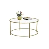 Rootz sofabord - Rundt sofabord med glasoverflade - Rundt sidebord - Sidebord af metalben - Stilfuldt rundt sidebord - Hærdet glas - Guld - 84 x 84 x | Fyndiq