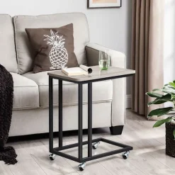 Rootz sofabord - Sofabord med hjul - Moderne sofabord - Industrielt sofabord - Rustikt sofabord - Spånplade - Stål - Greige-Sort - 50 x 35 x 55 cm (L | Fyndiq