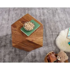 Rootz Sofabord - Solid Sheesham Træ - Diamantform - Diamant - Sidebord - Dekorationsbord - 57x42,5x57 cm - Brun