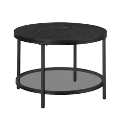 Rootz Sofabord - Stuebord - Moderne Bord - Spånplade og hærdet glas - Stålstel - Justerbare fødder - 65cm x 46cm - 9,5kg - 30kg Kapacitet