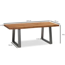 Rootz Sofabord - Stuebord - Sofabord - Massivt akacietræ - Håndlavet - Unikt design - Justerbar højde - 120cm x 60cm x 46cm