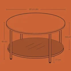 Rootz sofabord - stuebord - sofatisk - justerbar fod - 80 cm D x 46 cm h