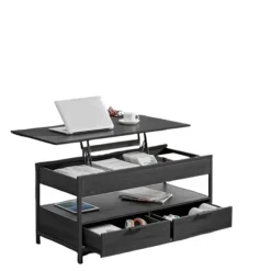 Rootz sofabord - stuebord - højde -justerbar bordplade - Rumbesparende - 50 x 100 x 48-63 cm - Anthracite grå -blæk sort sort