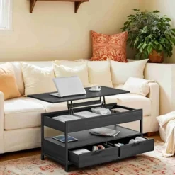 Rootz sofabord - stuebord - højde -justerbar bordplade - Rumbesparende - 50 x 100 x 48-63 cm - Anthracite grå -blæk sort sort
