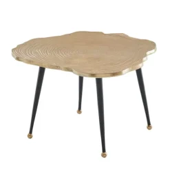 Rootz sofabord aluminium træskive 64x64x37 cm sofabord metal guld - Design stuebord rundt - Lille sofabord Moderne - Sidebord sidebord stue