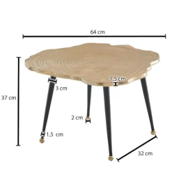 Rootz sofabord aluminium træskive 64x64x37 cm sofabord metal guld - Design stuebord rundt - Lille sofabord Moderne - Sidebord sidebord stue