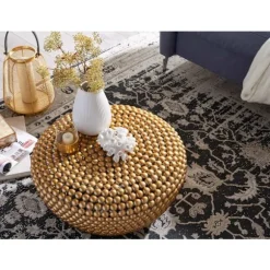 Rootz sofabord aluminium guld 60x60x30 cm stuebord metal rundt - Designer sofabord aluminium orientalsk - Rundt sofabord lille
