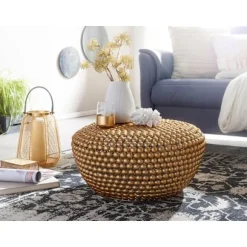 Rootz sofabord aluminium guld 60x60x30 cm stuebord metal rundt - Designer sofabord aluminium orientalsk - Rundt sofabord lille