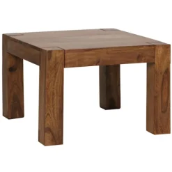 Rootz sofabord massivt træ sheesham 60 cm bredt stuebord design mørkebrunt sidebord i landlig stil