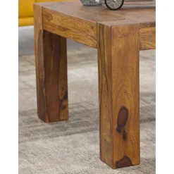 Rootz sofabord massivt træ sheesham 60 cm bredt stuebord design mørkebrunt sidebord i landlig stil