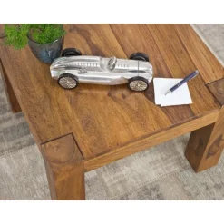 Rootz sofabord massivt træ sheesham 60 cm bredt stuebord design mørkebrunt sidebord i landlig stil
