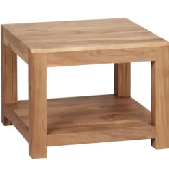 Rootz sofabord massivt træ akacie 60 x 60 cm stuebord design mørkebrunt sidebord i landlig stil