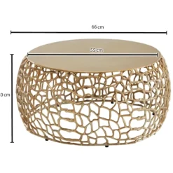Rootz sofabord metal guld 66x66x30 cm sofabord aluminium rundt - Design stuebord med grenstruktur - Lille sofabord Moderne - Sidebord sidebord stue