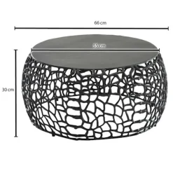 Rootz sofabord metal sort 66x66x30 cm sofabord aluminium rundt - Design stuebord med grenstruktur - Lille sofabord Moderne - Sidebord sidebord stue