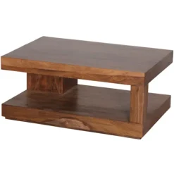 Rootz sofabord Sheesham massivt træ 90 x 60 x 40 cm - Stuebordsdesign mørkebrun - Landhusstil sidebord naturprodukt - Stuemøbler unikke moderne - Mass | Fyndiq