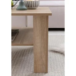 Rootz sofabord Sonoma eg 60x42x60 cm Design træbord med hylde - Sofabord Sofabord - Sofabord Loungebord - Sofabord Stubentisch med opbevaringsplads - | Fyndiq