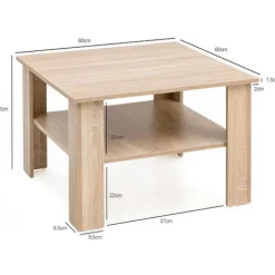 Rootz sofabord Sonoma eg 60x42x60 cm Design træbord med hylde - Sofabord Sofabord - Sofabord Loungebord - Sofabord Stubentisch med opbevaringsplads - | Fyndiq