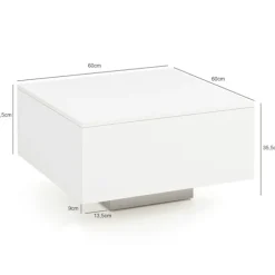 Rootz sofabord træ 60 x 60 x 35,5 cm spånplade - Sofabord Sofabord Moderne - Sidebord Firkantet Hvid - Design sofabord loungebord - Hvidt sofabord stu | Fyndiq