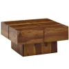 Rootz sofabord 57,5x57,5x30 cm massivt sheesham træ sofabord firkantet - Design stuebord sofabord massivt - Lille bord stue moderne