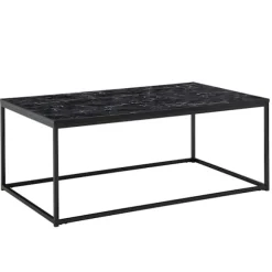Rootz sofabord 100x60x40 cm med marmorlook sort - Stuebord med metalstel - Sofabord firkantet bord stue - sidebord