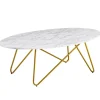 Rootz sofabord 120x40x60 cm med hvid marmorlook - Stuebord med metalstel - Sofabord ovalt bord stue - Loungebord