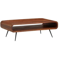 Rootz sofabord 90x55x30 cm Sheesham massivt træ - metal hjørne sofabord - Stuebord med opbevaringsplads - Solid sofabord - Lille bord sidebord stue mo | Fyndiq