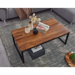 Rootz sofabord 110x40x60 cm Sheesham massivt træ - metal stuebord - Industriel stil designer sofabord - Bord stue - Solid lounge bord