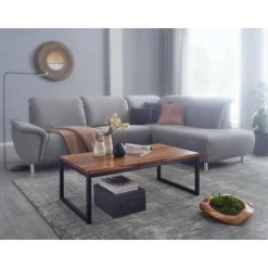 Rootz sofabord 110x40x60 cm Sheesham massivt træ - metal stuebord - Industriel stil designer sofabord - Bord stue - Solid lounge bord