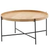 Rootz sofabord 78x78x40 cm sofabord træ - metal stuebord eg - Design stuebord moderne rundt - Træbord sofabord - Bord stue