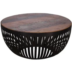 Rootz sofabord 70x33x70 cm træ - metal stuebord Industrielt - Trådkurv bord stue - Sofabord med metalstel - Club Table Lounge Bord - Design Stubentisc | Fyndiq