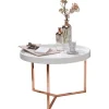 Rootz sofabord 58,5x42x58,5cm hvid - kobber sofabord metal rundt - Designer retro sofabord moderne - Lille loungebord med metalramme - Rundt bakkebord | Fyndiq